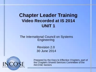 Chapter Leader Training Video Recorded at IS 2014 UNIT 1