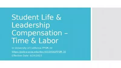 Student Life & Leadership Compensation   Time & Labor