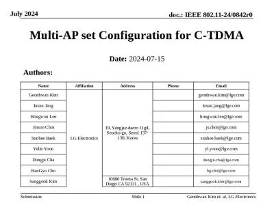 Multi-AP set Configuration for C-TDMA