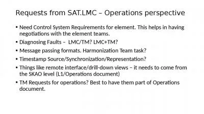 Requests from SAT.LMC   Operations perspective