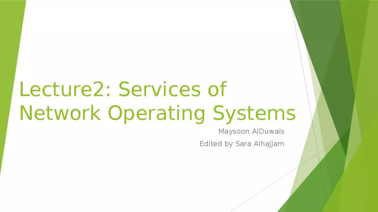 PPT-Lecture2: Services of Network Operating Systems