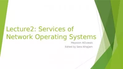 Lecture2: Services of Network Operating Systems