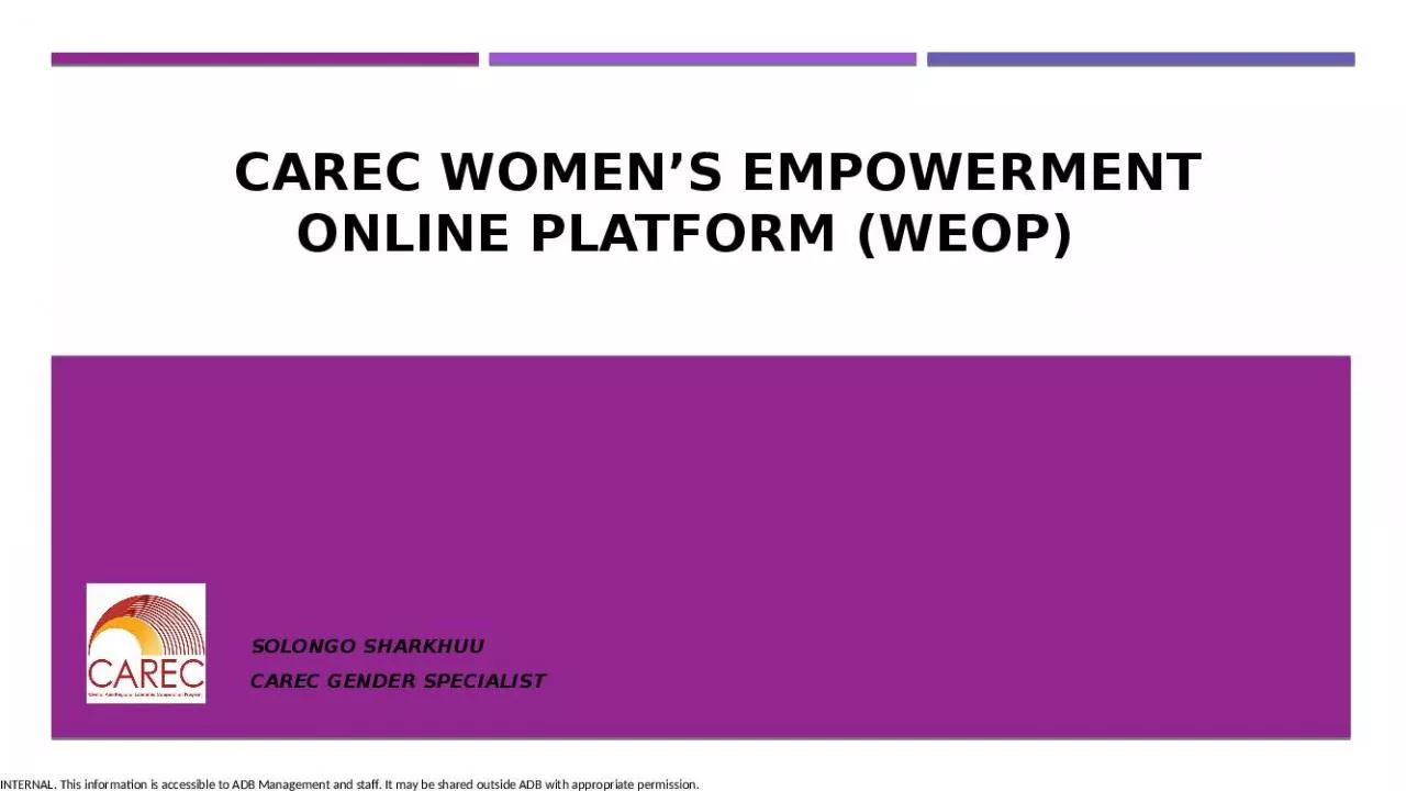 PPT-CAREC Women S EMPOWERMENT ONLINE PLATFORM (WEOP)