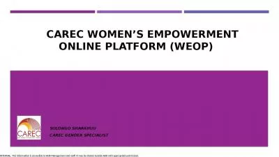 CAREC Women S EMPOWERMENT ONLINE PLATFORM (WEOP)