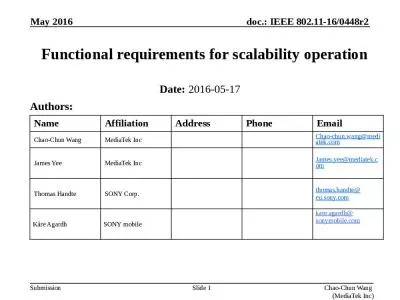 Functional requirements for scalability operation