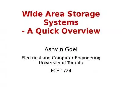 Wide Area Storage Systems - A Quick Overview