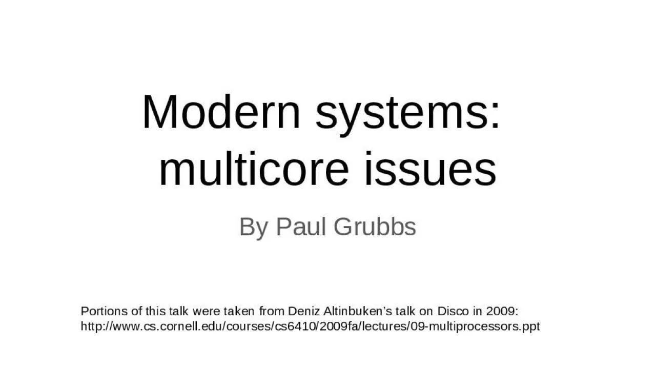 PPT-Modern systems: multicore issues