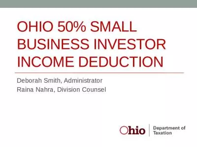 OhIO 50% Small Business Investor Income Deduction