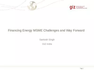 Financing Energy MSME Challenges and Way Forward