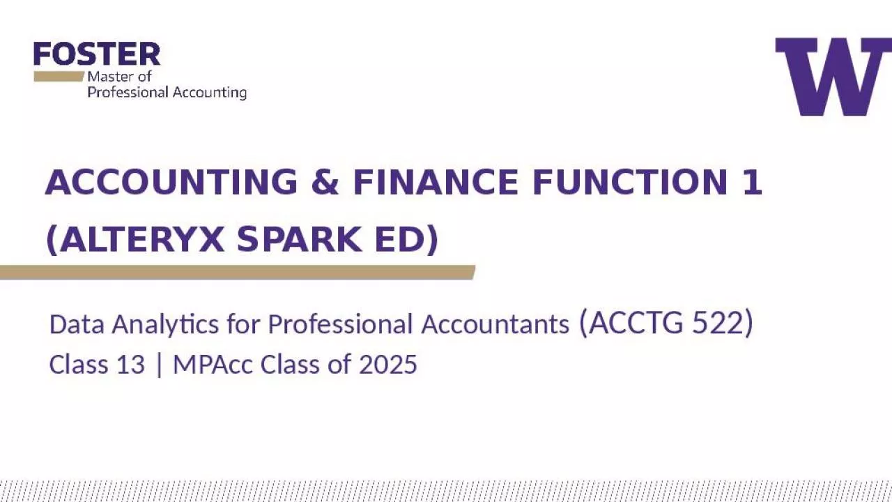 PPT-Accounting & Finance Function 1 (Alteryx Spark ED)