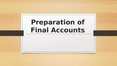 Preparation of Final Accounts