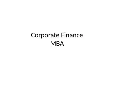 Corporate Finance MBA