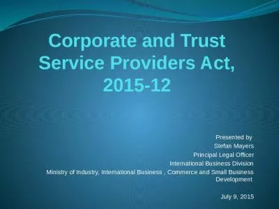 Corporate and Trust Service Providers Act, 2015-12