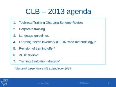 CLB   2013 agenda