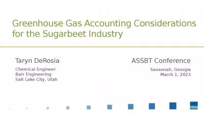 Greenhouse Gas Accounting Considerations for the Sugarbeet Industry