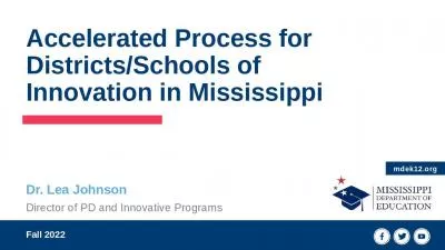 Accelerated Process for Districts/Schools of Innovation in Mississippi