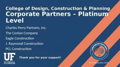 College of Design, Construction & Planning Corporate Partners   Platinum Level