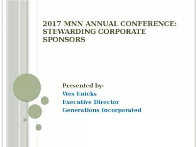 2017 MNN Annual Conference: Stewarding Corporate Sponsors