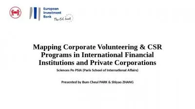 Mapping Corporate Volunteering & CSR Programs in International Financial Institutions and Private Corporations