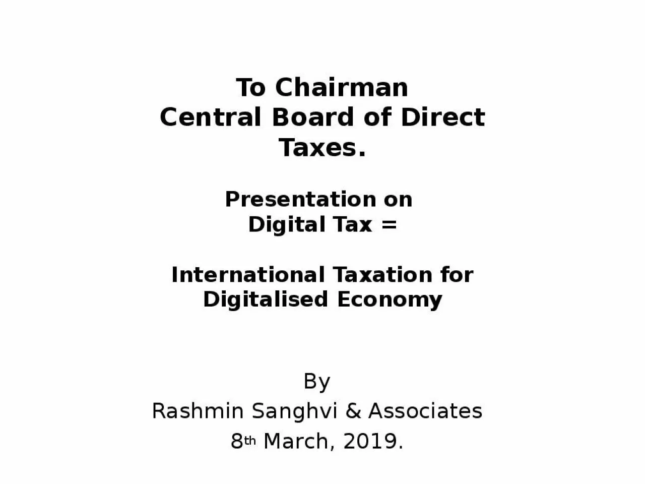 PPT-Presentation on Digital Tax = International Taxation for Digitalised Economy