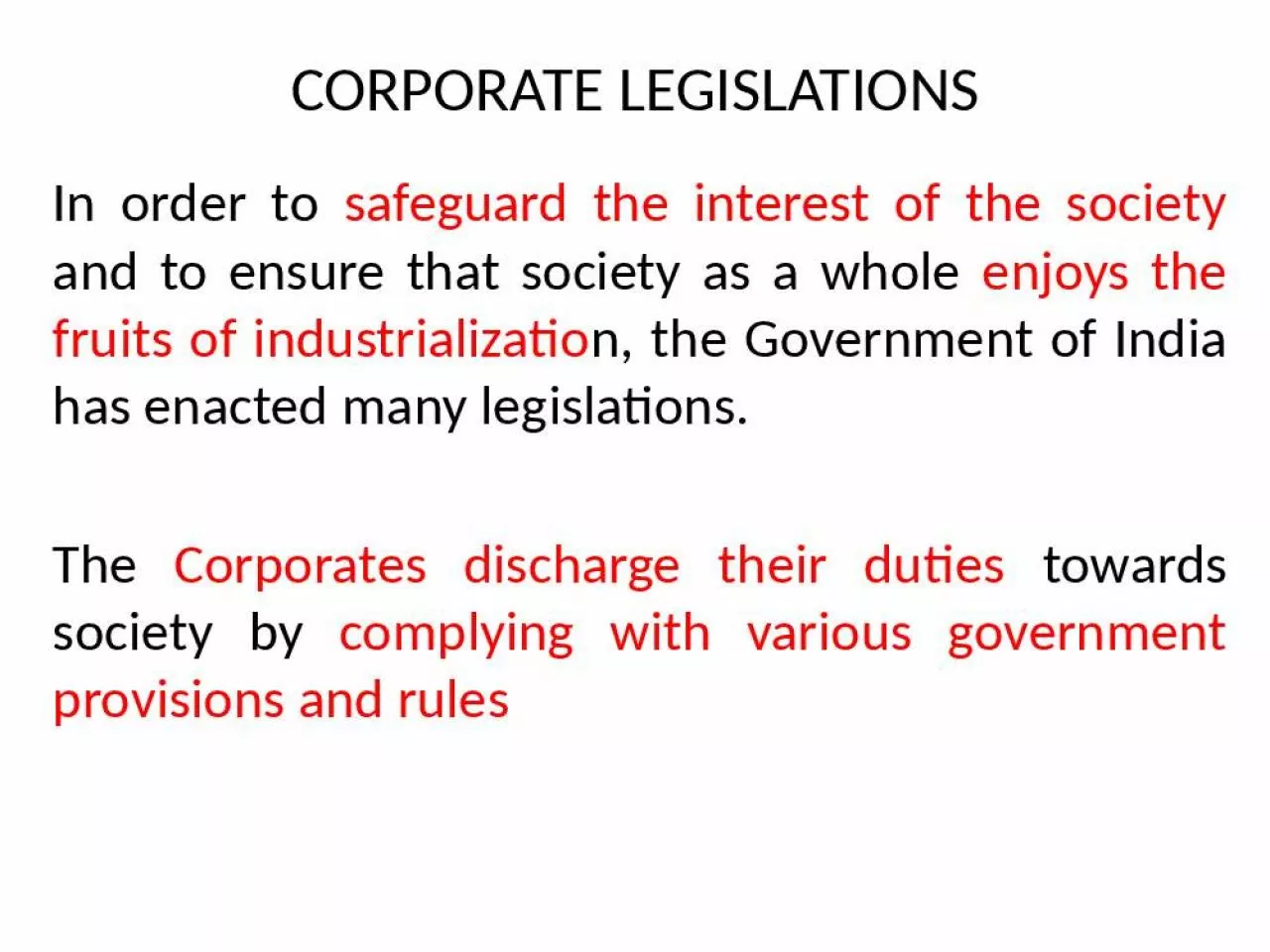 PPT-CORPORATE LEGISLATIONS