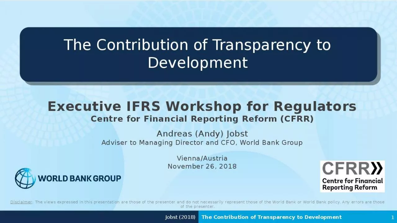 PPT-The Contribution of Transparency to Development