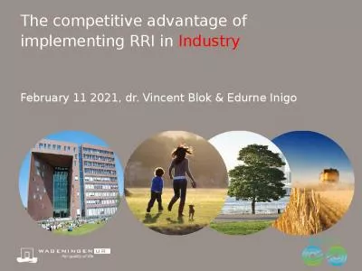 The competitive advantage of implementing RRI in Industry