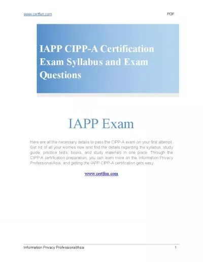 IAPP CIPP-A Exam: Study Guide