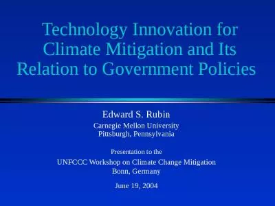 Technology Innovation for Climate Mitigation and Its Relation to Government Policies