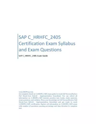 SAP C_HRHFC_2405 Certification Guide PDF