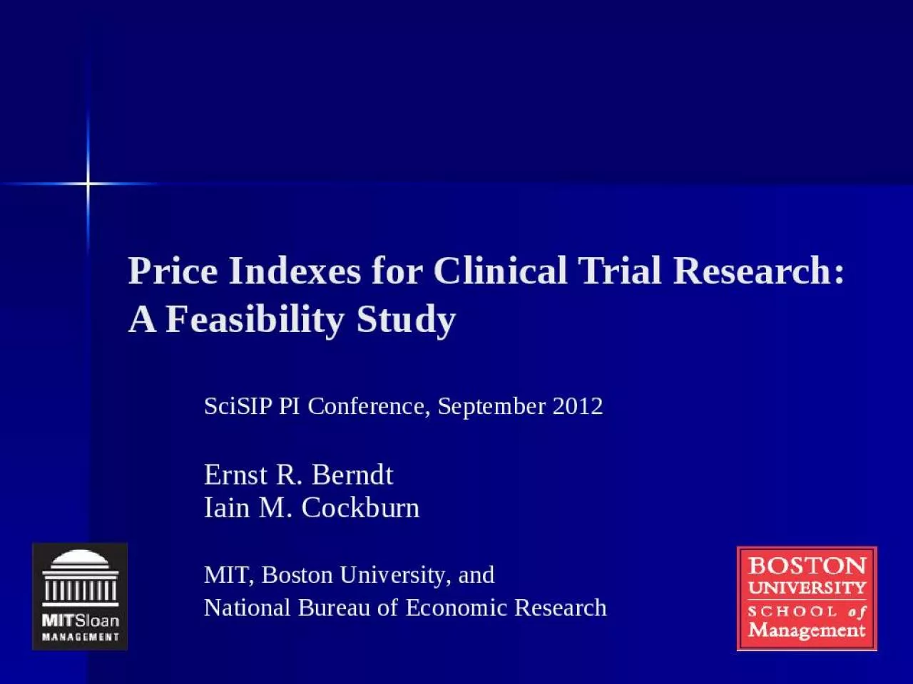 PPT-Price Indexes for Clinical Trial Research: A Feasibility Study