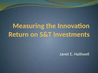 Measuring the Innovation Return on S&T Investments