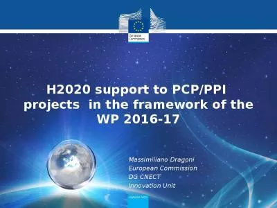 H2020 support to PCP/PPI  projects  in the framework of the WP 2016-17