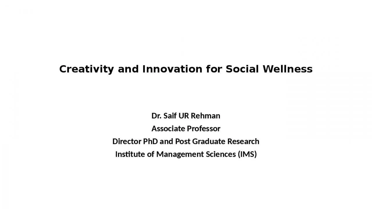 PPT-Creativity and Innovation for Social Wellness