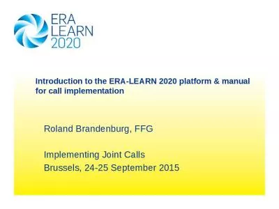 Introduction to the ERA-LEARN 2020 platform & manual for call implementation