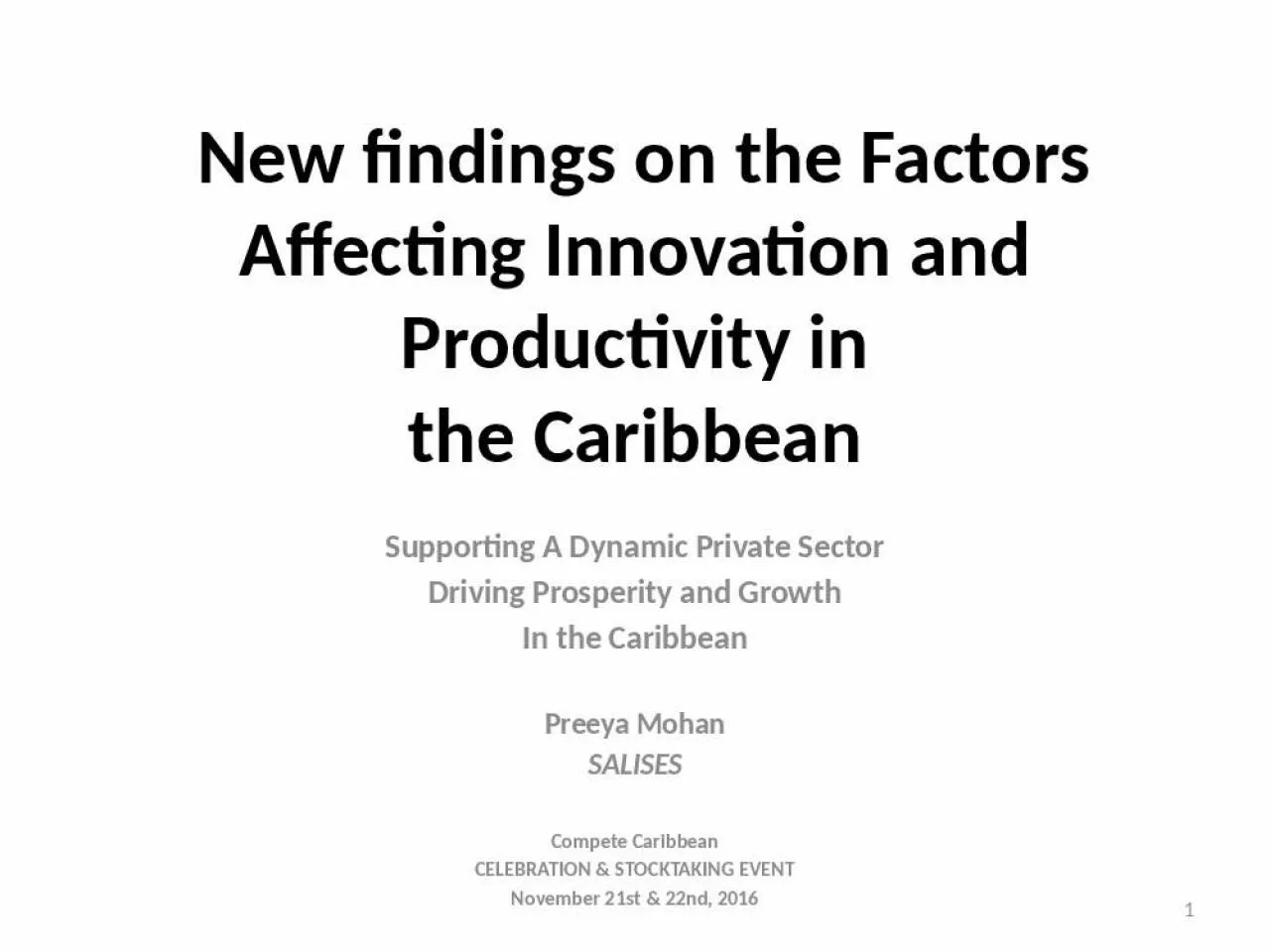 PPT-New findings on the Factors Affecting Innovation and Productivity in the Caribbean