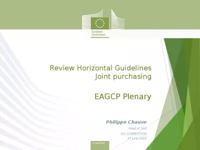 Review Horizontal Guidelines Joint purchasing EAGCP Plenary