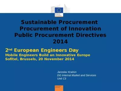 Sustainable Procurement  Procurement of Innovation Public Procurement Directives 2014