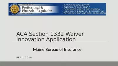 ACA Section 1332 Waiver  Innovation Application