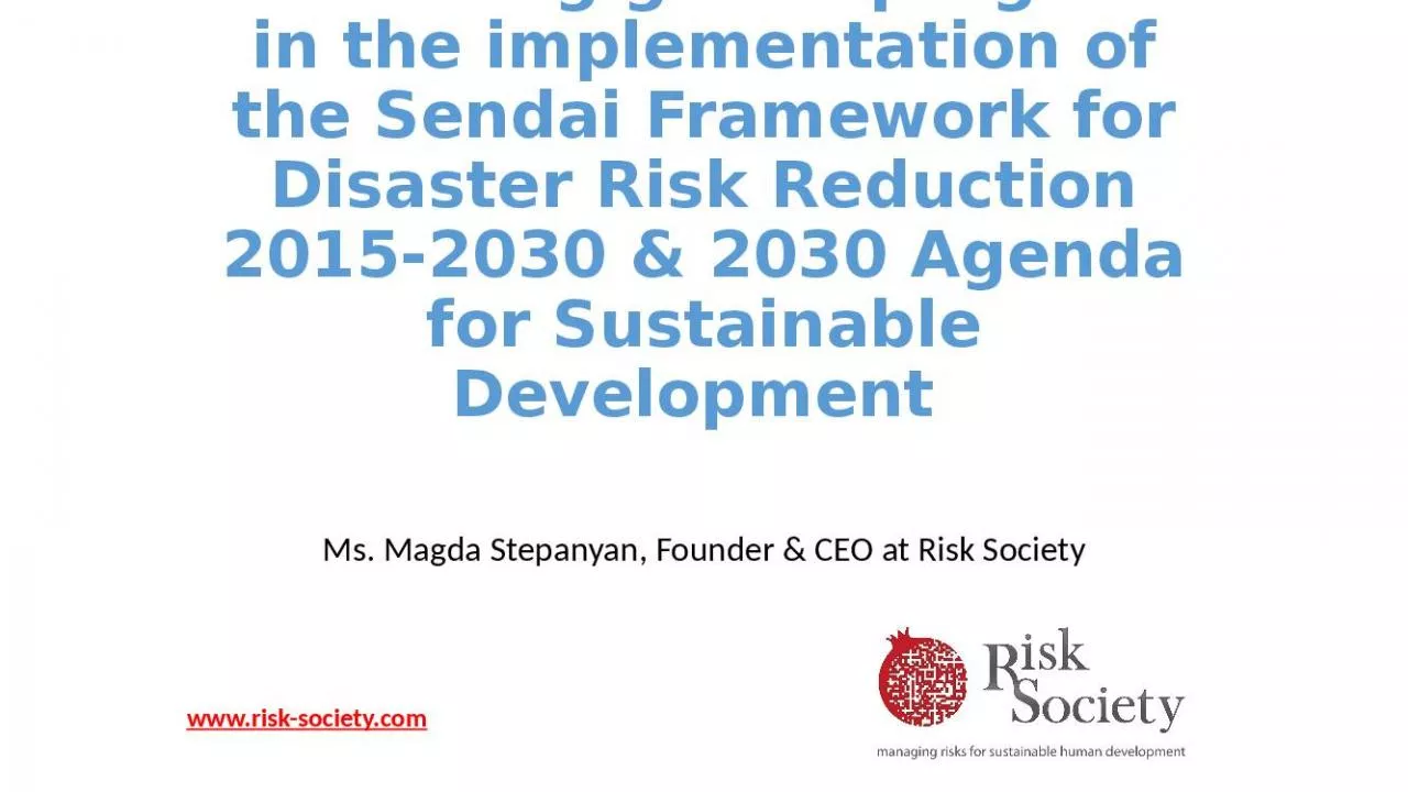 PPT-Measuring global progress in the implementation of the Sendai Framework for Disaster Risk