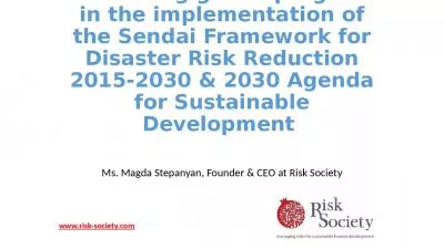 Measuring global progress in the implementation of the Sendai Framework for Disaster Risk Reduction 2015-2030 & 2030 Agenda for Sustainable Development