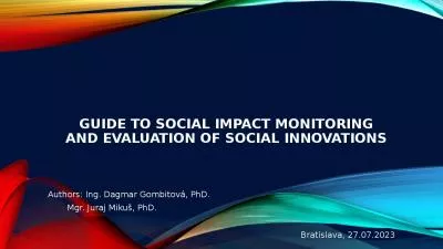 Guide to Social Impact monitoring and evaluation of social innovations