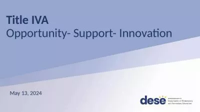 Title IVA Opportunity- Support- Innovation