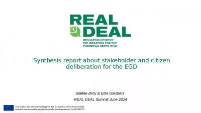 Synthesis report about stakeholder and citizen deliberation for the EGD