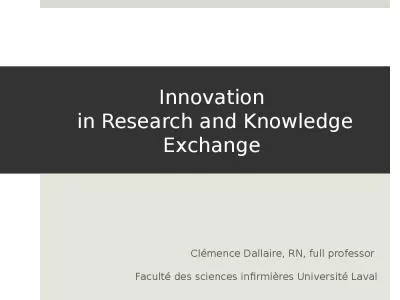 Innovation  in Research and Knowledge Exchange