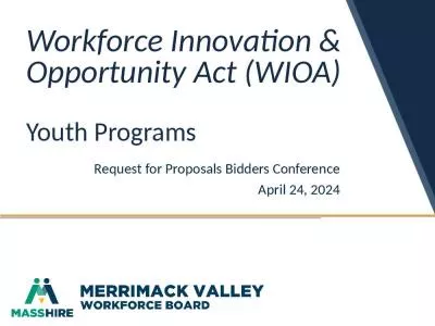 Workforce Innovation & Opportunity Act (WIOA) Youth Programs