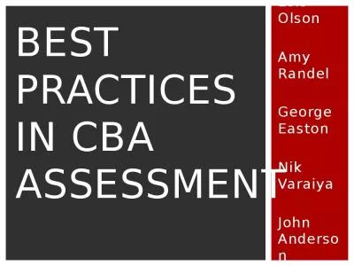 BEST PRACTICES IN CBA ASSESSMENT