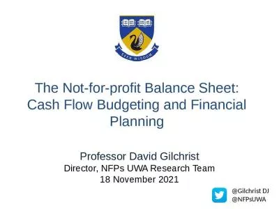 The Not-for-profit Balance Sheet: Cash Flow Budgeting and Financial Planning