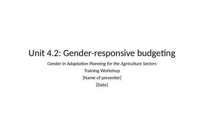 Unit 4.2: Gender-responsive budgeting