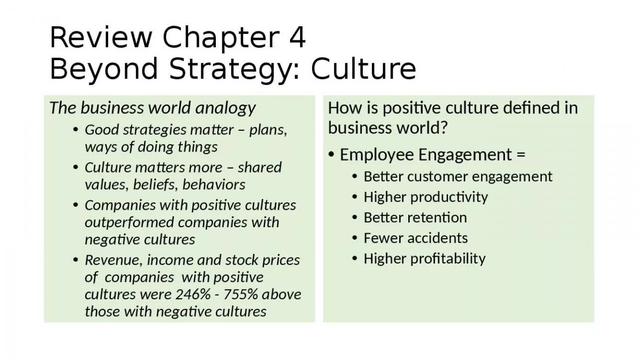 PPT-Review Chapter 4 Beyond Strategy: Culture